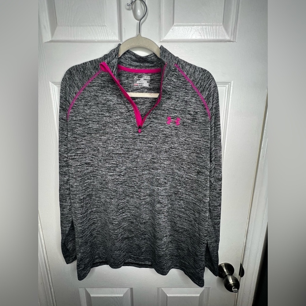Under Armour Men’s Medium Heat Gear Loose Fit 1/4 Zip Long Sleeve Gray Top M - Picture 3 of 12